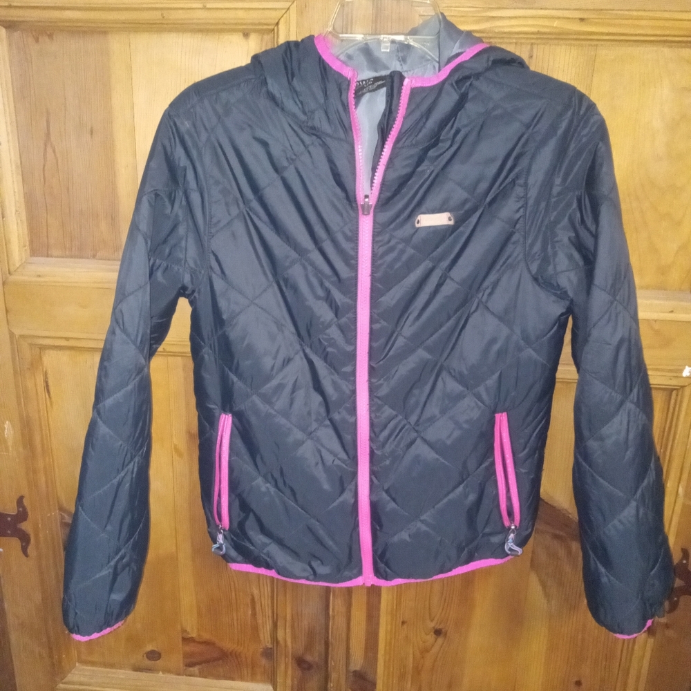 Girls Black Jacket with Pink Trim Made By PWDR ROOM SZ L